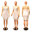 Sexy See-through Polyester Mesh Stitching Fashion Rhinestone Dress