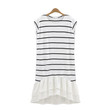 Summer Long Patchwork Round Neck Large Size Dress Slim Striped Skirt
