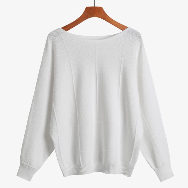 Loose Plus Size Women's Sweater Off-neck Plus-sized Long Sleeve Batwing Shirt Pullover Top