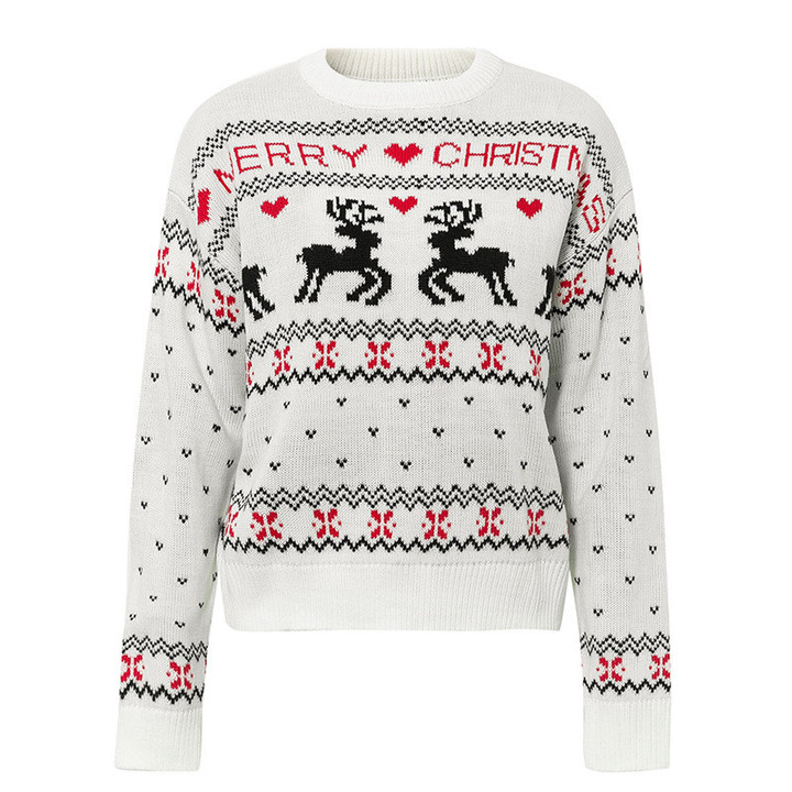 Slim Fit Trend Cartoon Sweater Christmas Love Little Dear Pullover For Women