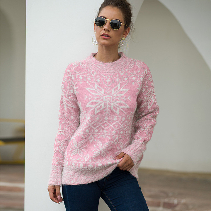 Women's Christmas Sweater Snowflake Pullover