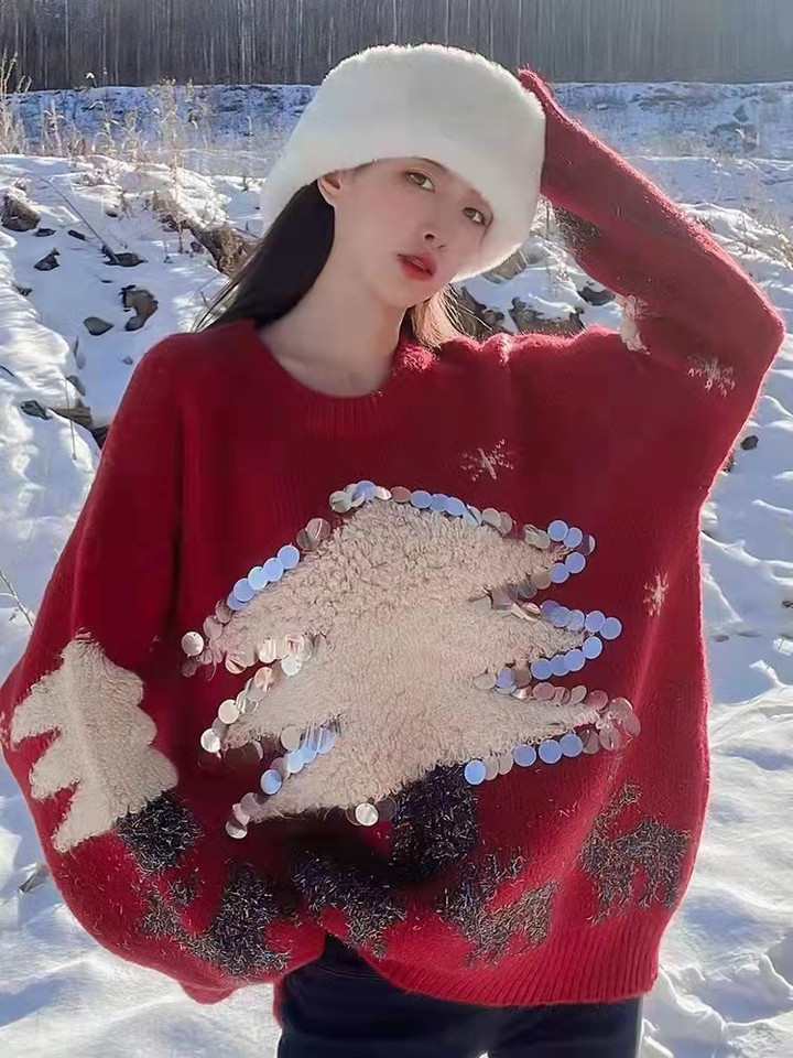 Design Christmas Theme Sweater Women's Loose And Lazy Style Pullover