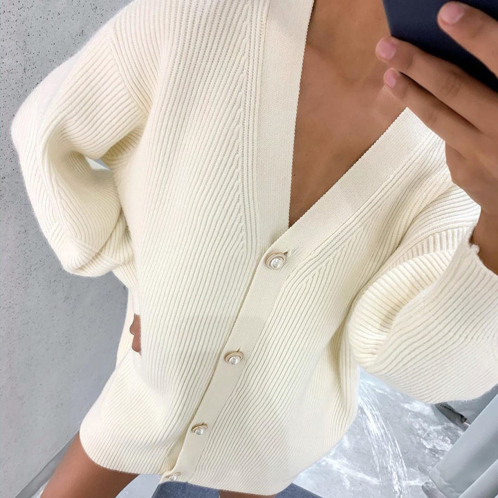 Sweater Coat Women's Solid Color Casual Cardigan Loose Knitted Breasted