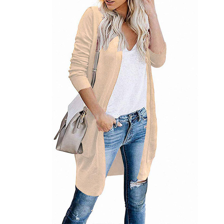 Sweater Women's Solid Color Long-sleeved Cardigan Coat
