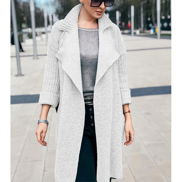 Cardigan Fashion Women's Mid-length Knitted Sweater Trench Coat Clothing