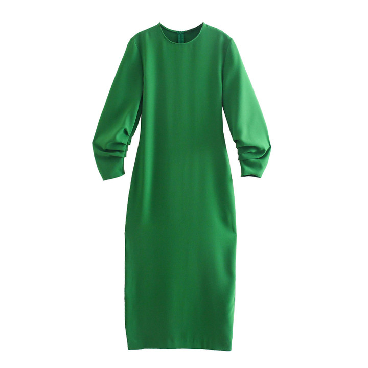 Spring Women's Clothing Pleated Decorative Midi Skirt Dress Evening Dresses