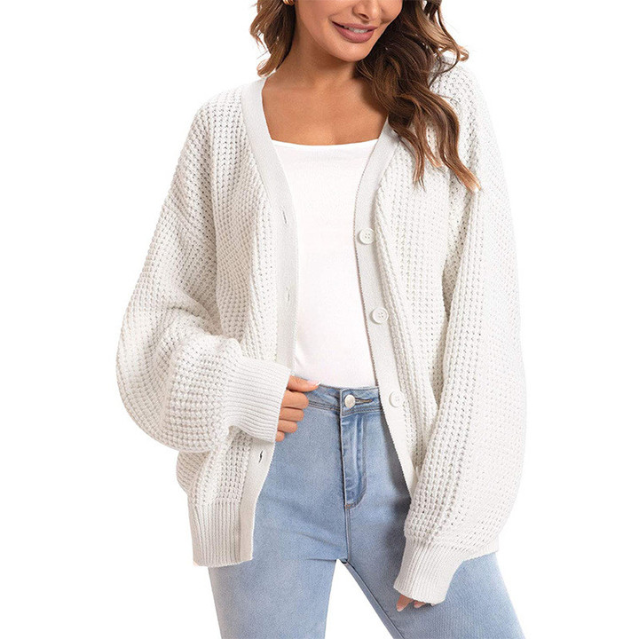 Quality Women's Knitted Sweater Single-breasted Loose Cardigan Clothes