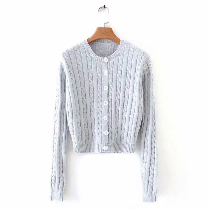 Women's Knitted Cardigan Spring Twist Long Sleeve Sweater Coat