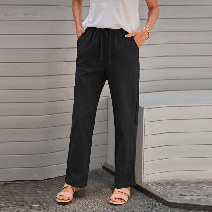 Solid Color Casual Pants Women's Slim Fit Tied Skinny Bottoms