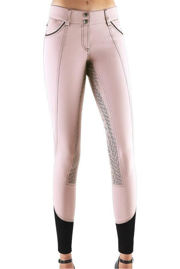 Tight High-waist Pink Printed Belt-free Urban Casual Retro Fashion Equestrian Pants For Women Bottoms