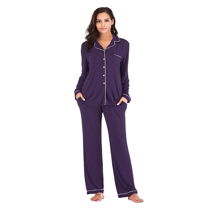 Home Wear Women's Comfortable Modal Suit Long-sleeved Trousers Pajamas Bottoms