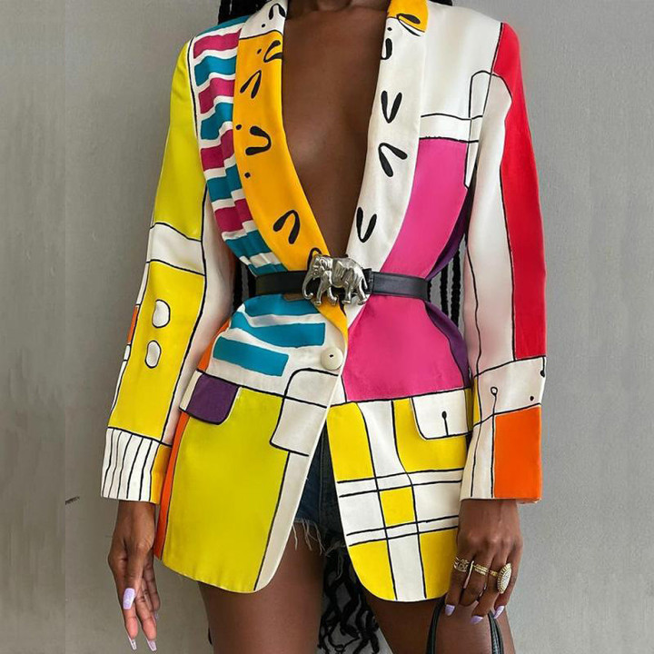 Fashion Sexy Print Coat Suit Blazers