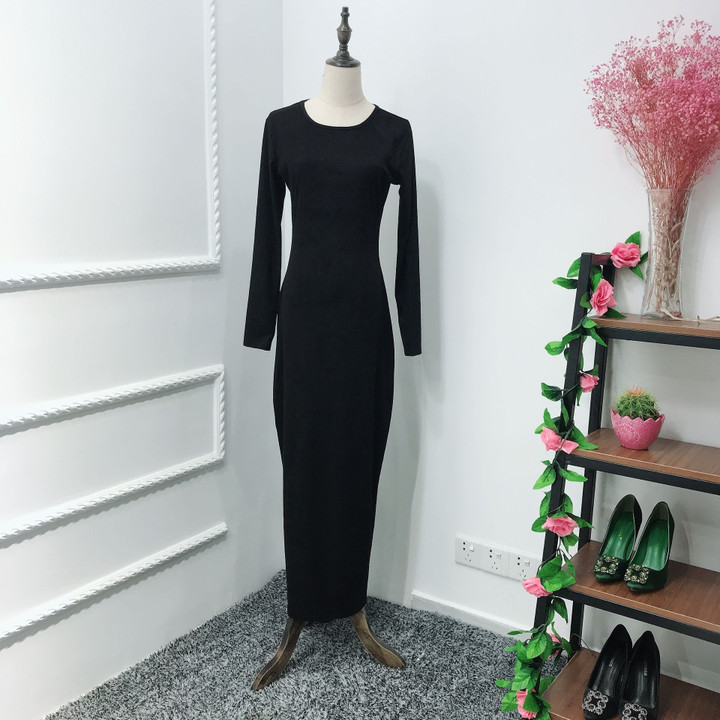 , Ankle-length Base Narrow Solid Color Long Dress Casual Dresses