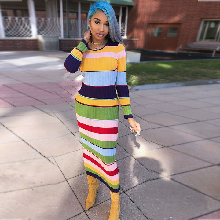 Fashion Casual Patchwork Multi-color Positioning Print Dress Casual Dresses
