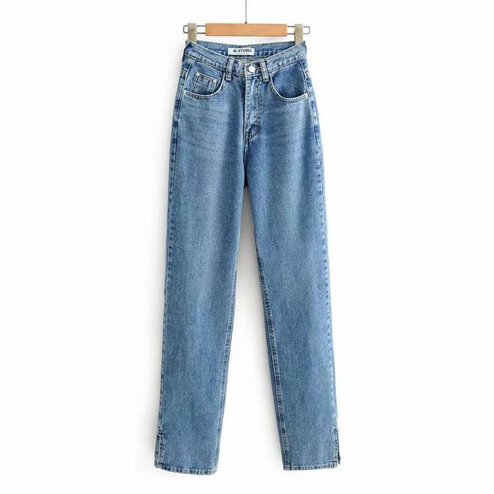 Women's Mopping Jeans High Waist Loose And Slimming Straight-leg Trousers