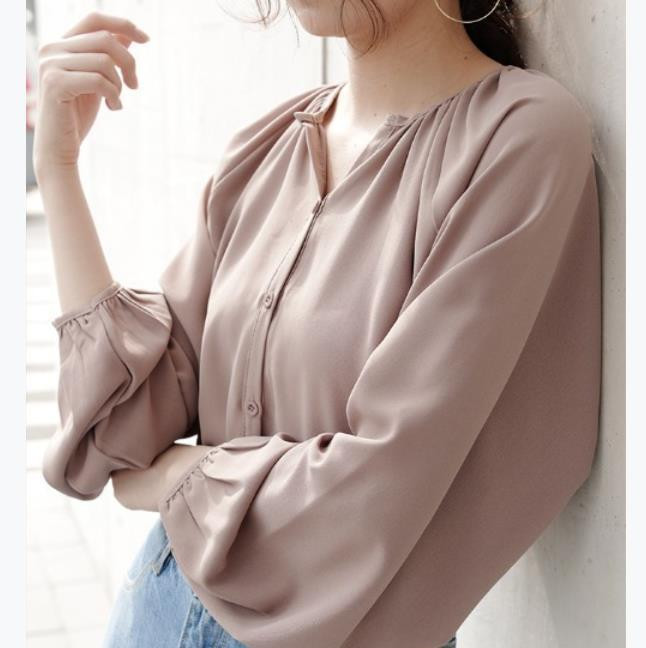 Women 's Clothing Korean Style Shirt Female V-neck Comely Loose Inner Wear Small Top Blouses