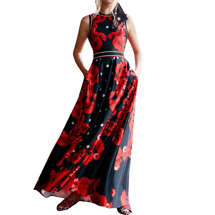 Women's Summer Sleeveless Long Printed Bohemian Dress
