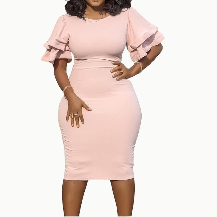 Commuter Slim Fit Patchwork Plus Size One-step Skirt Dress