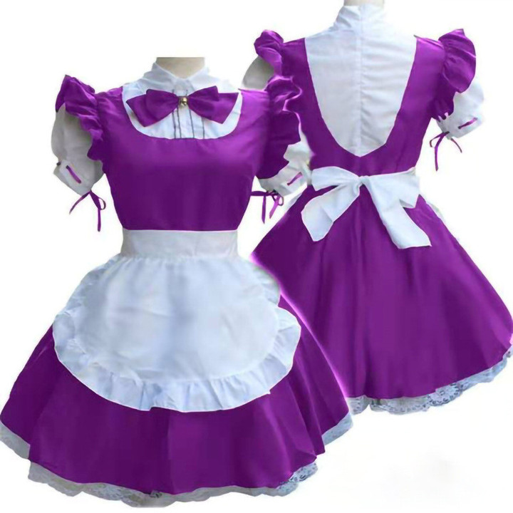 Anime Bow Maid Costume Flying Sleeves Lace Skirt Dress
