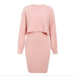 Knitted Dress Two-piece Fashion Solid Color Pullover Sweater Women