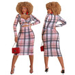 Women's Autumn Long Sleeves Cropped Sexy Plaid Dress