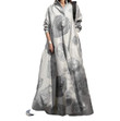 Muslim Plus Size Women's Clothing Fashion Cotton Linen Vintage Printed Loose Long Sleeves Swing Dress