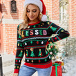 Christmas Sweater Embroidered Sequins Long Sleeve Knitwear Loose Pullover Tree