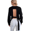 Women's Autumn Sexy Backless Sweater Back Lace-up Cutout Top