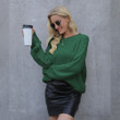 Early Autumn Shoulder Collar Sexy Plain Breasted Sleeve Sweater Women's Top