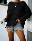 Loose Plus Size Splicing Knitwear Solid Color Woven Women's Sweater