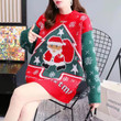 Christmas Couple's Knitted Red Sweater Women's Thick Loose Pullover Lazy Outdoor Fashion