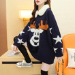 Christmas Deer Lapel Knitwear Red Sweater Women's Thick Loose Outer Wear Cartoon Bottoming Shirt Fashion