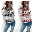 Christmas Sweater For Women Round Neck Loose Long Sleeves Snowflake Striped