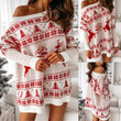 Women's Knitted Sweater Versatile Christmas Jacquard Loose-fitting Long-sleeved Dress