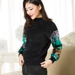 Women's Sweater Mink Fur Contrast Color Sequined Pullover Christmas Sequin Loose