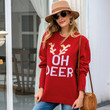 Women's Christmas Long Sleeve Pullover Knitted Letter Bell Round Neck Holiday Sweater