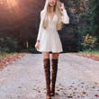 Women's Sweater Loose V-neck Knitted Dress