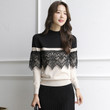 Sweater Women's Loose Contrast Color Lace Splicing Pullover Top
