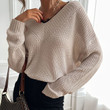 Solid Color And V-neck Sweater Women's Stitching Lace Design Loose Thin Autumn Long Sleeve