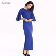 Fashion Solid Color Knitted Mid-length Evening Dress