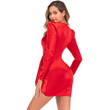 Solid Color Long Sleeve Dress Women's Stretch Party V-neck Evening Dresses