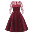 Spring Lace Silk Embroidery Sexy Hollow Satin Formal Swing Dress Evening Dresses