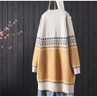Idle Style Retro V-neck Knitted Cardigan Women's Long Sleeve Loose Sweater Mid-length Coat