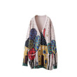 Retro Art Plus Size Women's Clothing Coat Spring Loose Printed Sweater Ethnic Style Knitted Cardigan