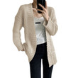Coarse Yarn Casual Knitted Cardigan Pure Color All-matching Long Sleeve Coat For Women