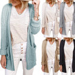 Sweater Cardigan Solid Color Waffle Pocket Knitted Jacket