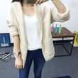 Korean Style Hemming Sleeve Mid-length Pocket Original Single Sweater Women's Cardigan Coat