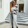 Women's Long-sleeved Knitted Thin Coat Long V-neck Striped Cardigan