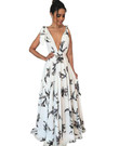 Bohemian Style Backless Lace Up Spaghetti-strap Floral Print Long Dress