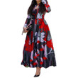 Red Large Mid-waist Design Long Dress Pullover Other Sources Printed Temperament Commute Women's Jumpsuit